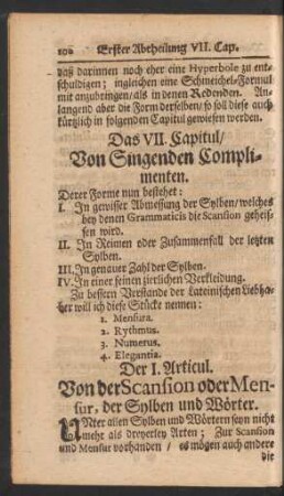 Das VII. Capitul/ Von Singenden Complimenten.