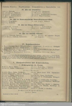 V. Kirchenbehörden und Schulanstalten