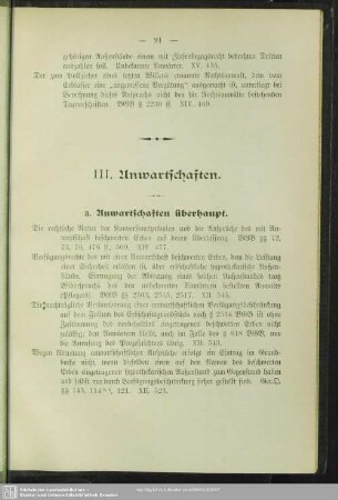 III. Anwartschaften