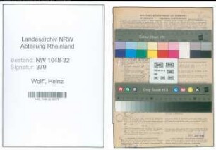 Entnazifizierung Heinz Wolff , geb. 17.12.1905 (Beamter)