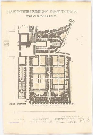 Hauptfriedhof, Dortmund: Lageplan erster Bauabschnitt 1:1000