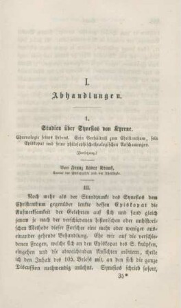 537-600 Studien über Synesios von Kyrene : Chronologie seines Lebens. Sein Verhältniß zum Christenthum, sein Episkopat und seine philosophisch-theologischen Anschauungen : Fortsetzung