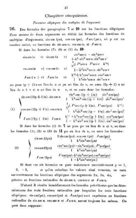 Chapitre cinquième. Fonctions elliptiques des multiples de l'argument.