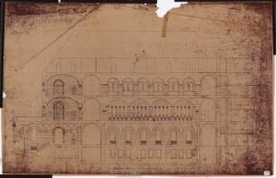 Königliches Residenzschloss Posen, Posen: Ansicht und Schnitt Ehrenhof Südseite 1:50