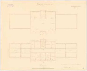 Provinzial-Irrenanstalt, Conradstein Haus für Sieche III. Klasse - Männerseite: Grundriss Obergeschoss, Dachgeschoss 1:100