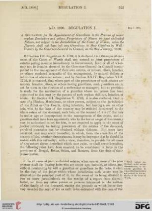 Regulations A.D. 1800