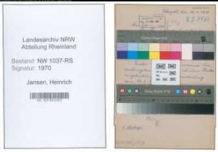 Entnazifizierung Heinrich Jansen , geb. 15.12.1898 (Lehrer)
