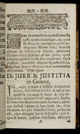 De Jure & Justitia in Genere. - De Objecto Juris.