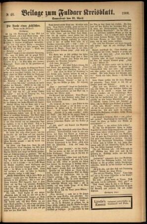 Zweite Ausgabe vom Samstag, den 21. April 1900.