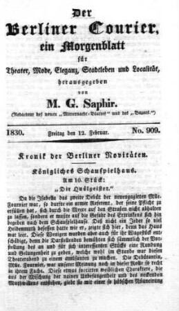 No. 909, Freitag den 12. Februar 1830