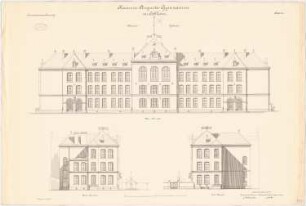 Kaiserin-Augusta-Gymnasium, Koblenz Klassengebäude: W-, N-, S-Ansicht, 1:100