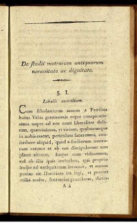 De studii metrorum aniquorum necessitate ac dignitate.
