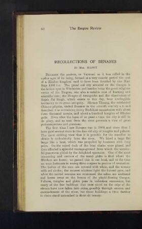 Recollections of Benares