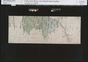 Lausitzer Braunkohlengebiet mit den Resultaten der staatlichen Bohrungen; Fluren Gießmannsdorf [Gosciszow], Friedersdorf [Biedrzychowice Gorne], Reibersdorf [Rybarzowice], Seitendorf [Zatonie] und Reichenau [Bogatynia]