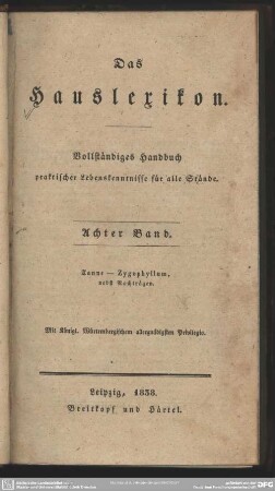 8: Tanne - Zygophyllum, nebst Nachträgen