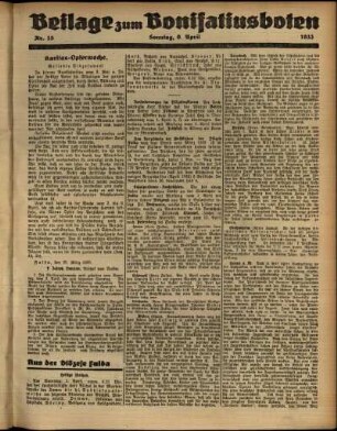 Zweite Ausgabe vom Sonntag, den 09. April 1933.
