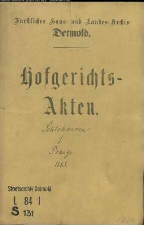 Schlehausen, Joh. Kaspar gegen Amtsvogt Pranges Witwe zu Schötmar - Schuldforderung