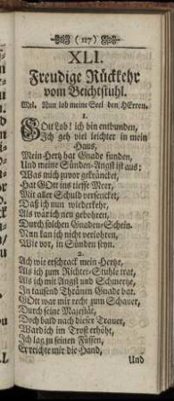 XLI. Freudige Rückkehr vom Beichtstuhl. - L. Haus-Andacht / Bey Verlesung einer Predigt.