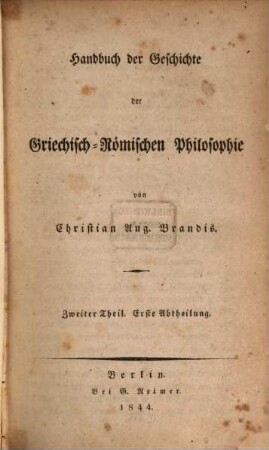 Handbuch der Geschichte der griechisch-römischen Philosophie. 2,1
