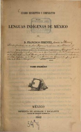 Cuadro descriptivo y comparativo de las lenguas indígenas de México, 1