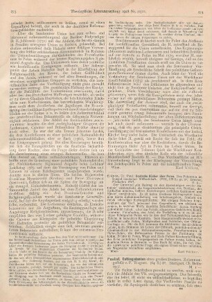 274-275 [Rezension] Wagner, F. (Hrsg.), Paskal. Gottesgedanken eines großen Denkers