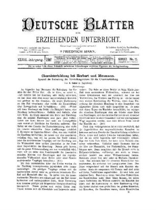 Charakterbildung bei Herbart und Meumann : Speziell die Bedeutung des Vorstellungslebens für die Charakterbildung ; (Fortsetzung)
