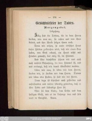 Gedächtnisfeier der Todten.