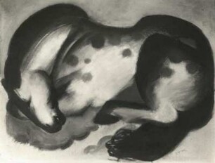 Marc, Franz. Liegendes Pferd. Tempera. 1910