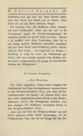 IV. Unsere Ausgabe
