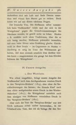 IV. Unsere Ausgabe