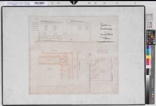 Wocklum (Balve) Einbau eines Schwefelkiesofens in die Chemische Fabrik Grundriß, Schnitt, Ansicht 2.H. 19.Jh. 1 : 50 53 x 60 kol. Zeichnung Landsberg-Velen Nr. 95