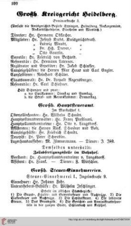 Großh. Kreisgericht, Großh. Hauptfeueramt und Steuereinnehmereien