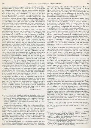 923-924 [Rezension] König, Hanns, Das organische Denken Augustins