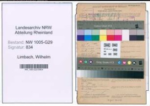 Entnazifizierung Wilhelm Limbach , geb. 15.02.1898 (Bahnsekretaer)