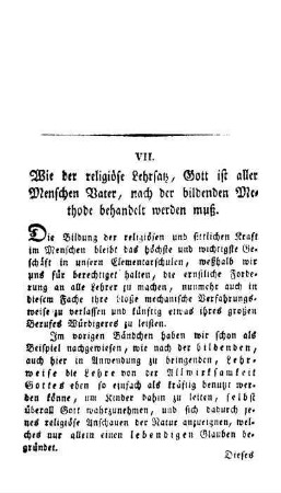 Wie der religiöse Lehrsatz, Gott ist aller Menschen Vater, nach der bildenden Methode behandelt werden muß