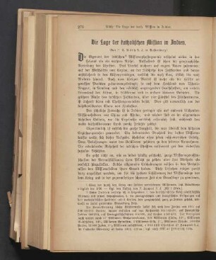 Die Lage der katholischen Mission in Indien