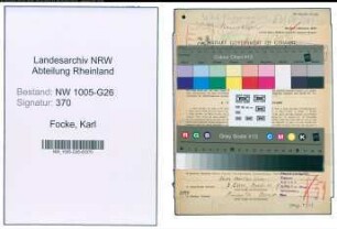 Entnazifizierung Karl Focke , geb. 28.07.1899 (Steuerhelfer)