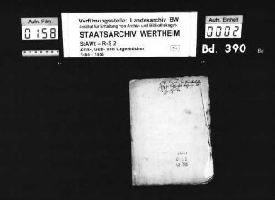 Flurbüchlein über den bronnbachischen Hof zu Tiefenthal, beschrieben den 7. August anno 1584