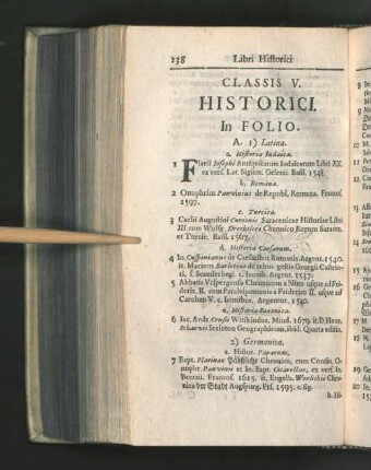Classis V. Historici.