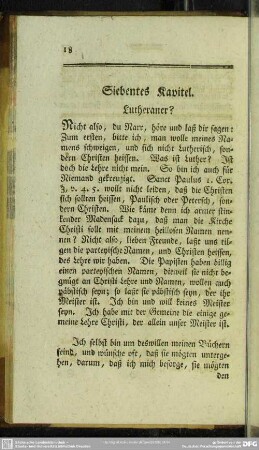 Siebentes Kapitel. Lutheraner?