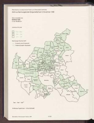 Stimmenanteile der Grünen/GAL in den Stadtteilen