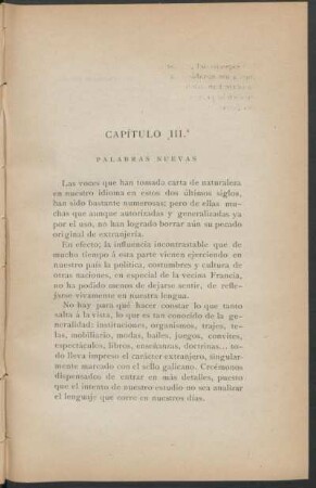 Capítulo III.° - Palabras nuevas