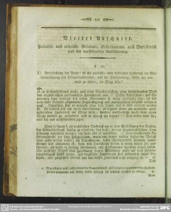 Vierter Abschnitt. Politische und rechtliche Resultate, Erörterungen, und Verhältnisse aus der vorstehenden Ausführung