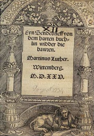 Eyn Sendebrieff von dem harten buchlin widder die bawren.