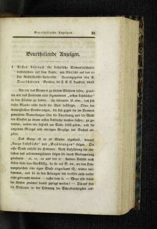 Beurtheilende Anzeigen