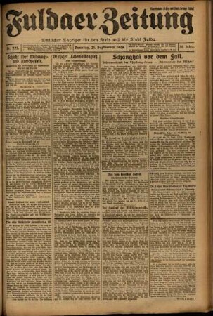 Erste Ausgabe vom Sonntag, den 21. September 1924.