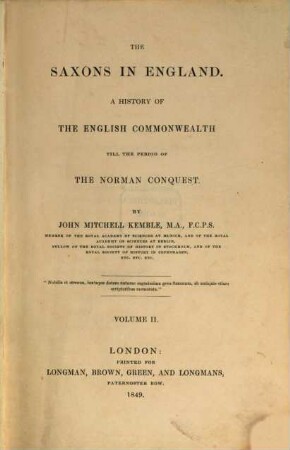 The Saxons in England : a history of the English Commonwealth till the period of the Norman conquest, 2
