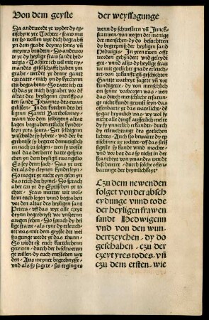 Czu dem newenden folget von der abscheydunge unnd tode der heyligen frawen sandt Hedwigenn und von den wundertzeychen/ dy do geschahen/ czu der czeyt yres todes ...