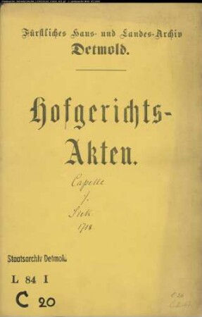 Capelle, Simon Henrich zu Lüdenhausen gegen Christoph Siek modo Beckersmeyer - Rückgabe von Länderei