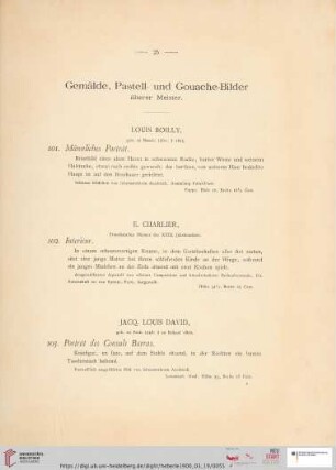 Gemälde, Pastell- und Gouache-Bilder älterer Meister (Nr. 101 - 122)